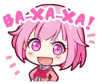 😝 BA-XA-XA! Anime, Lindo, Rosa, Dibujos animados, Chica, Alegre telegram sticker