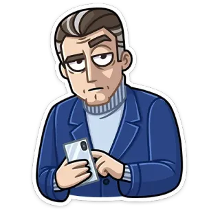 🥴 mężczyzna, biznesmen, telefon, naklejka, kreskówka telegram sticker