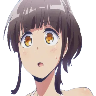 😲 anime, sweating, shocked, nervous, concerned, girl, woman whatsapp sticker