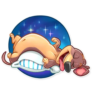 😴 หมา, นอนหลับ, น่ารัก, การ์ตูน, หมอน, สัตว์ telegram sticker