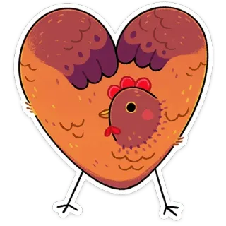 🫶 chicken, heart, animal, cute, bird, cartoon telegram sticker