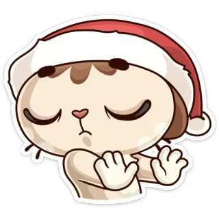 😕 Katze, Weihnachten, Nikolausmütze, Aufkleber, süß, Cartoon telegram sticker