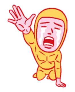 😭 pianto, disperazione, tristezza, angoscia, persona, abito giallo, supplica whatsapp sticker