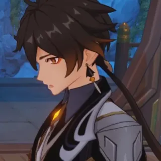 💰 Zhongli Genshin Impact Anime, Video game, Genshin Impact, Zhongli, Karakter, rambut cokelat telegram sticker