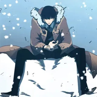 💠 Sung Jinwoo Solo Leveling Anime, Manhwa, Solo Leveling, Sung Jinwoo, Hunter, Salju, Musim dingin, Mantel whatsapp sticker