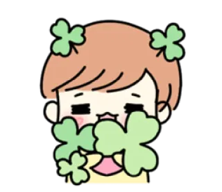 🍀 shamrock, semanggi, kartun, imut, gadis, irlandia telegram sticker