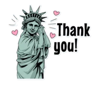 🗽 Thank you! Merci, Statue de la Liberté, Coeurs, Gratitude, Appréciation telegram sticker