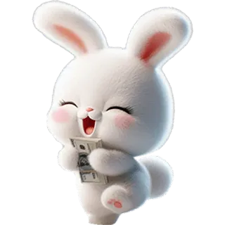 🤑 kelinci, bunny, uang, kartun, imut, senang telegram sticker