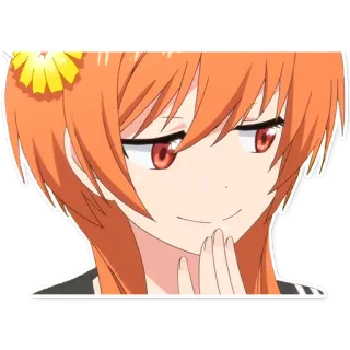 😏 anime, ragazza, capelli arancioni, altezzosa telegram sticker