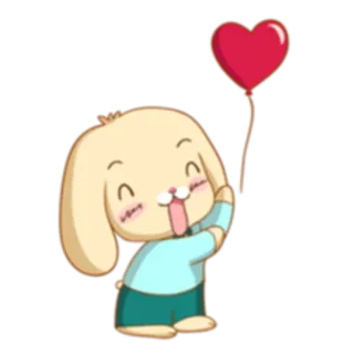❤️ coelho, coração, balão, fofo, desenho animado telegram sticker