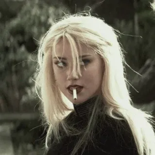 🥀 cigarette, blonde, woman, smoking, portrait telegram sticker