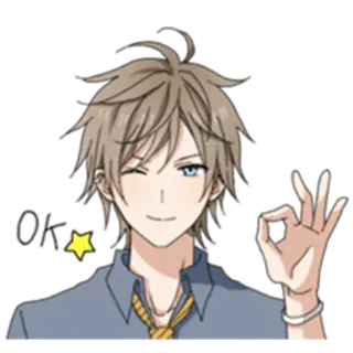 👌 anime, character, okay, wink, handsome, male, cheerful telegram sticker