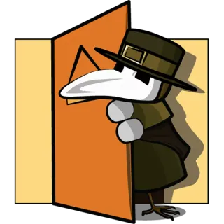 🙄 médecin de peste, masque, porte, dessin animé, illustration telegram sticker