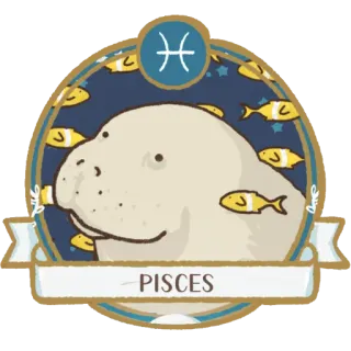 ♓️ PISCES Рыбы, зодиак, гороскоп, астрология, рыба, тюлень, милый, мультфильм whatsapp sticker