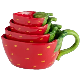 🫥 measuring cups, strawberry, kitchen, cooking, baking, red, fruit telegram sticker