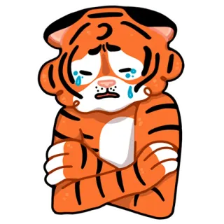 😭 tigre, triste, chorando, emocional, desenho animado, animal, chateado, melancólico whatsapp sticker