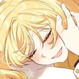 🥡 cabelo loiro, anime, mulher, retrato, sorriso telegram sticker