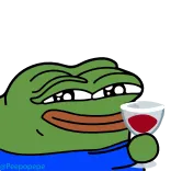 🍷 Pepe pepe la rana, bebiendo, vino, meme, celebración whatsapp sticker