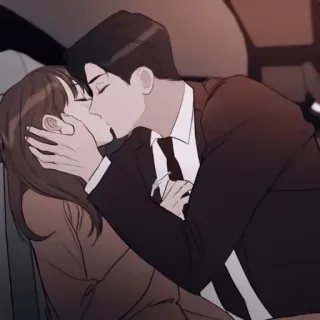 🖇 kiss, romance, couple, love, man, woman, cartoon, intimate telegram sticker