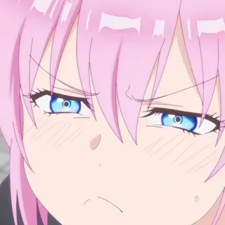 🐻 Anime, Mädchen, rosa Haare, wütend, Gesicht, niedlich telegram sticker