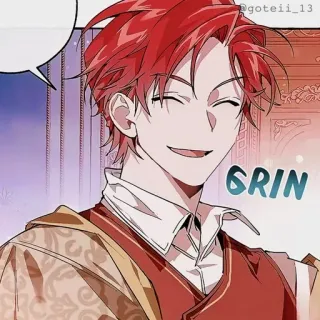 🍷 GRIN sorriso, sorrir, cabelo ruivo, anime, mangá, personagem telegram sticker