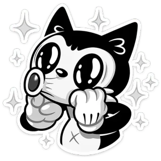 🤩 cartoon cat, sparkly, cute, vintage style, adorable, animal sticker telegram sticker