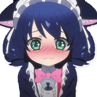 😊 Аниме, Ня, Мило, Каваий, Горничная, Румянец telegram sticker