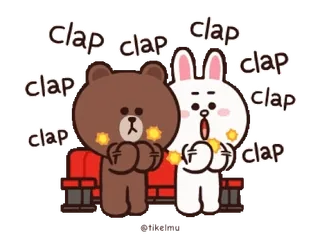 👏 Clap animal, urso, coelho, celebração, festa, aplaudindo, fofo telegram sticker