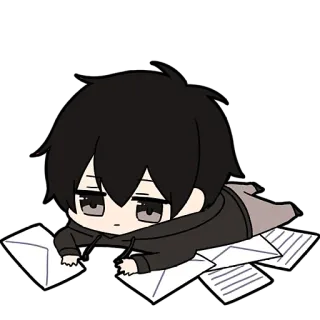 📨 anime, chibi, cute, letter, paper, laying down telegram sticker