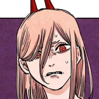 🗯 Power Chainsaw Man Anime, Manga, Diablo, Cuernos, Expresión, Ojos rojos, Chainsaw Man whatsapp sticker