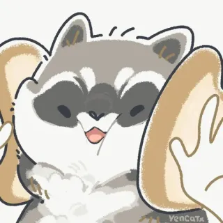🤐 raccoon, cute, animal, cartoon, bread telegram sticker