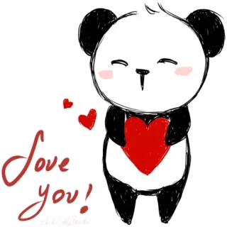 😍 Love you! Панда, Любовь, Милый, Сердце, Привет, День святого Валентина telegram sticker