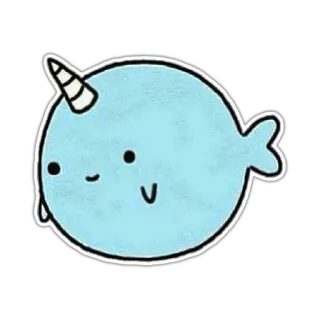 🦄 narwhal, cute, cartoon, animal, sea creature, illustration telegram sticker