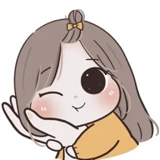 🥺 cartoon, meisje, schattig, knipogen, sticker, illustratie whatsapp sticker