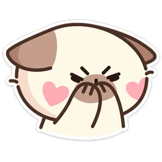 🫢 chien, mignon, kawaii, amour, cœur, en colère, autocollant telegram sticker