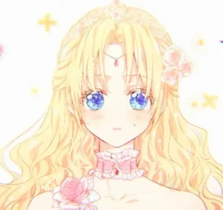 🌨️ Fille anime, Cheveux blonds, Princesse, Mignon, Femme, Dessin animé, Illustration whatsapp sticker