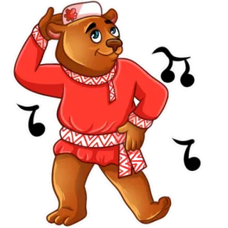 🕺 bear, dancing, cartoon, animal, illustration, music, red, cute telegram sticker