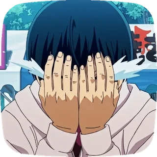 😭 anime, piangere, triste, capelli blu, emozione, lacrime telegram sticker