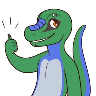 👍 kadal, kartun, jempol, reptil, hewan, stiker telegram sticker