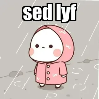 🥲 sed lyf smutny, deszcz, słodki, samotny, kreskówka whatsapp sticker