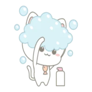 🚿 cat, bubbles, bath, cute, kawaii, shampoo telegram sticker