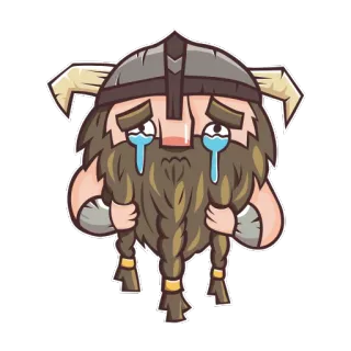 😢 viking, triste, chorando, lágrimas, capacete, barba whatsapp sticker