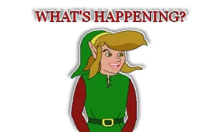😯 Link Zelda WHAT'S HAPPENING? リンク, ゼルダ, ビデオゲーム, 何が起きてる？, ミーム telegram sticker