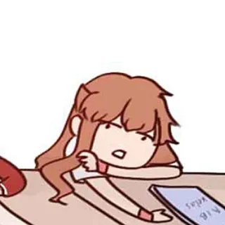 🍂 Anime, Chica, Escuela, Aburrida, Mesa, Dibujo animado telegram sticker