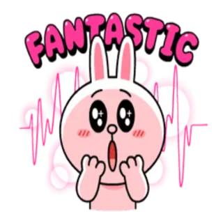 ✨ FANTASTIC cartone animato, coniglio, carino, rosa, fantastico, coniglietto, esclamazione whatsapp sticker