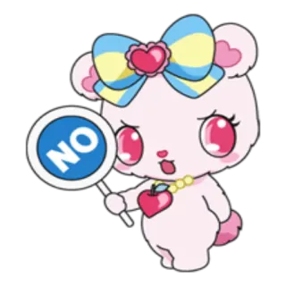 😔 NO Anime, Bär, Süß, Rosa, Schild, Nein, Cartoon whatsapp sticker