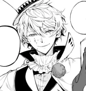 🙂 Nikolai Gogol Bungou Stray Dogs 动漫, 漫画, 尼古拉·果戈里, 文豪野犬, 小丑, 反派, 帽子 telegram sticker