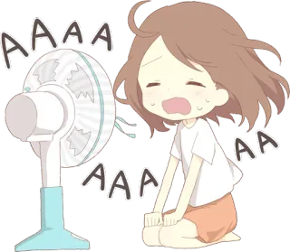 😩 AAAAAAA anime, hot, fan, sweat, exhausted, cartoon, girl telegram sticker