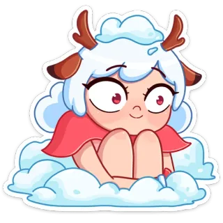 😊 Мультфильм, Милый, Облако, Рога, Фэнтези whatsapp sticker
