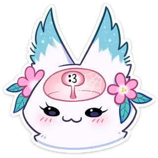🧠 :3 schattig, kawaii, sticker, bloemen, personage, dier, cartoon telegram sticker